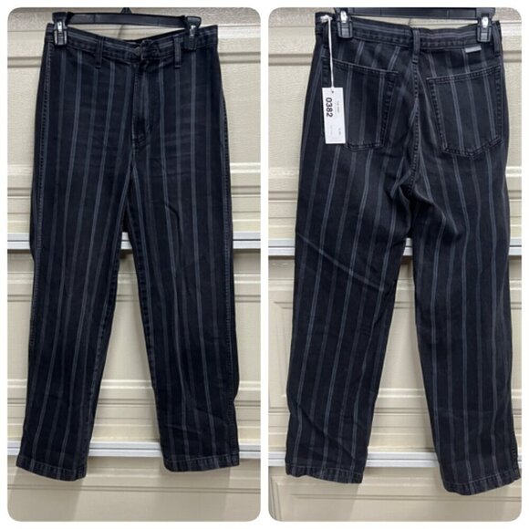 Boyish KIRBY Womens Stripe Straight Leg Jean Sz 26 in DELIVERANCE Black White - Picture 1 of 10